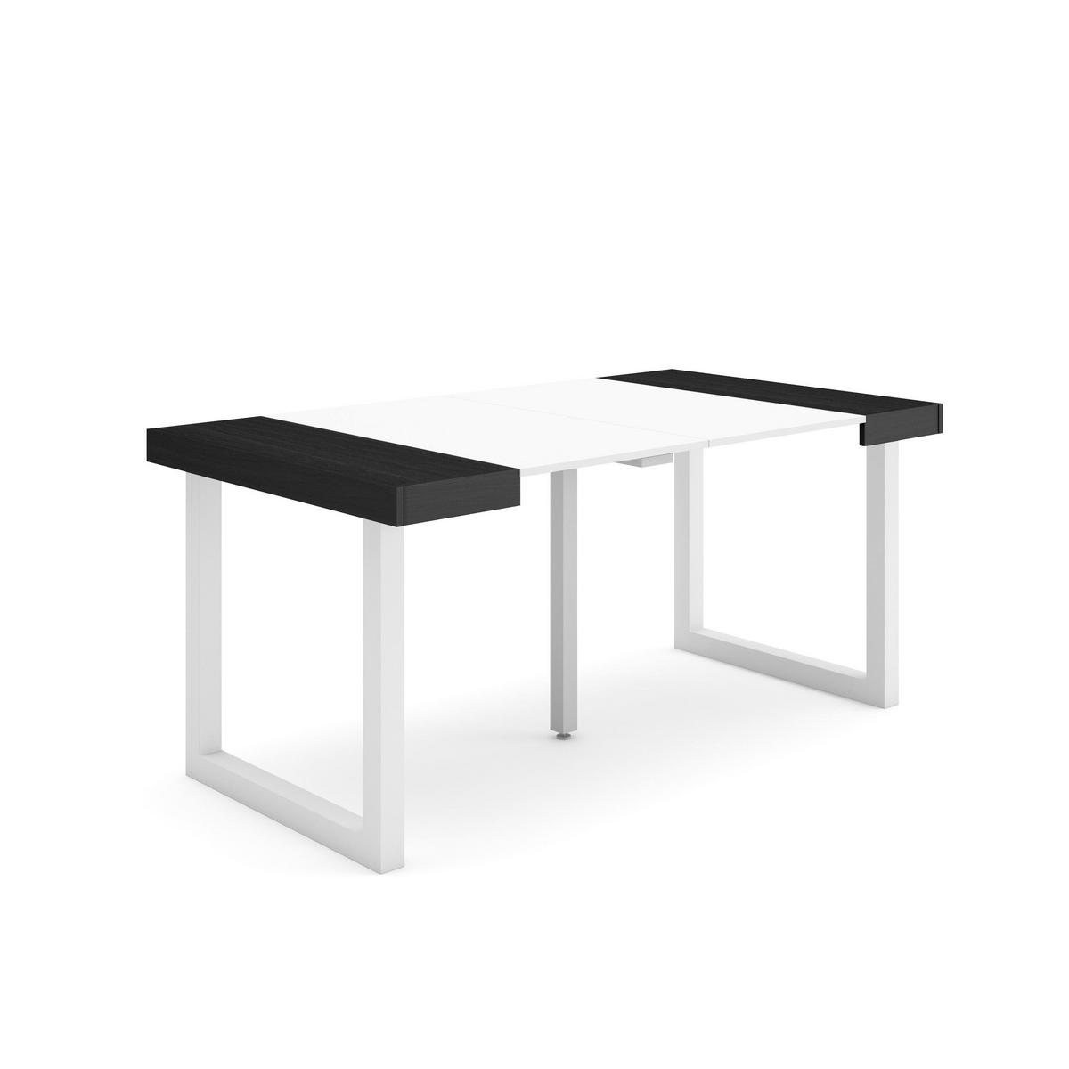 KONSOLENTISCH ausziehbar 58 bis 160cm, für 8 Gäste, weiß schwarz, 90/58/73cm - Schwarz/Weiß, Holzwerkstoff (90/160/73cm) - Skraut Home