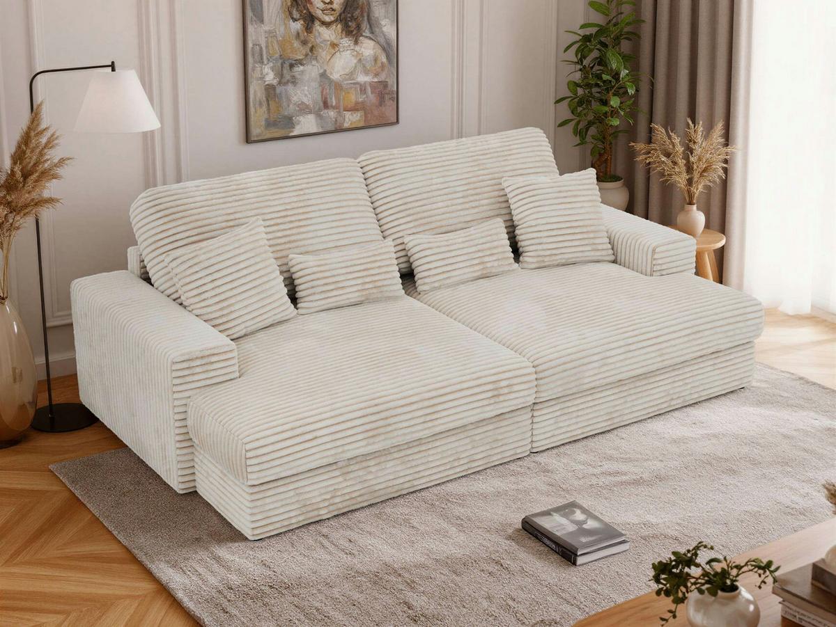 3-SITZER SOFA ANERO - Beige Cord - Beige/Creme, Kunststoff/Textil (292/107/163cm) - MKS
