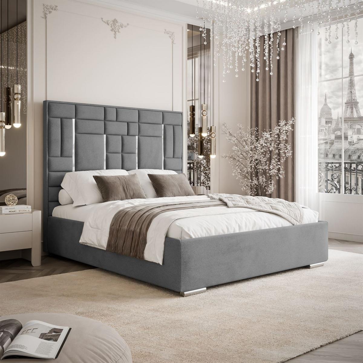 POLSTERBETT BRIGITTE SILVER mit Bettkasten 180x200 cm Element 23 - Grau, Textil (180/200cm) - Lookway