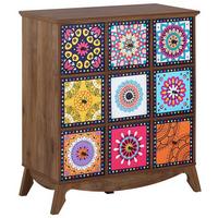 KOMMODE Dunkler Holzfarbton Kuma - Blau/Pink, Holzwerkstoff (79/92/40cm) - Beliani