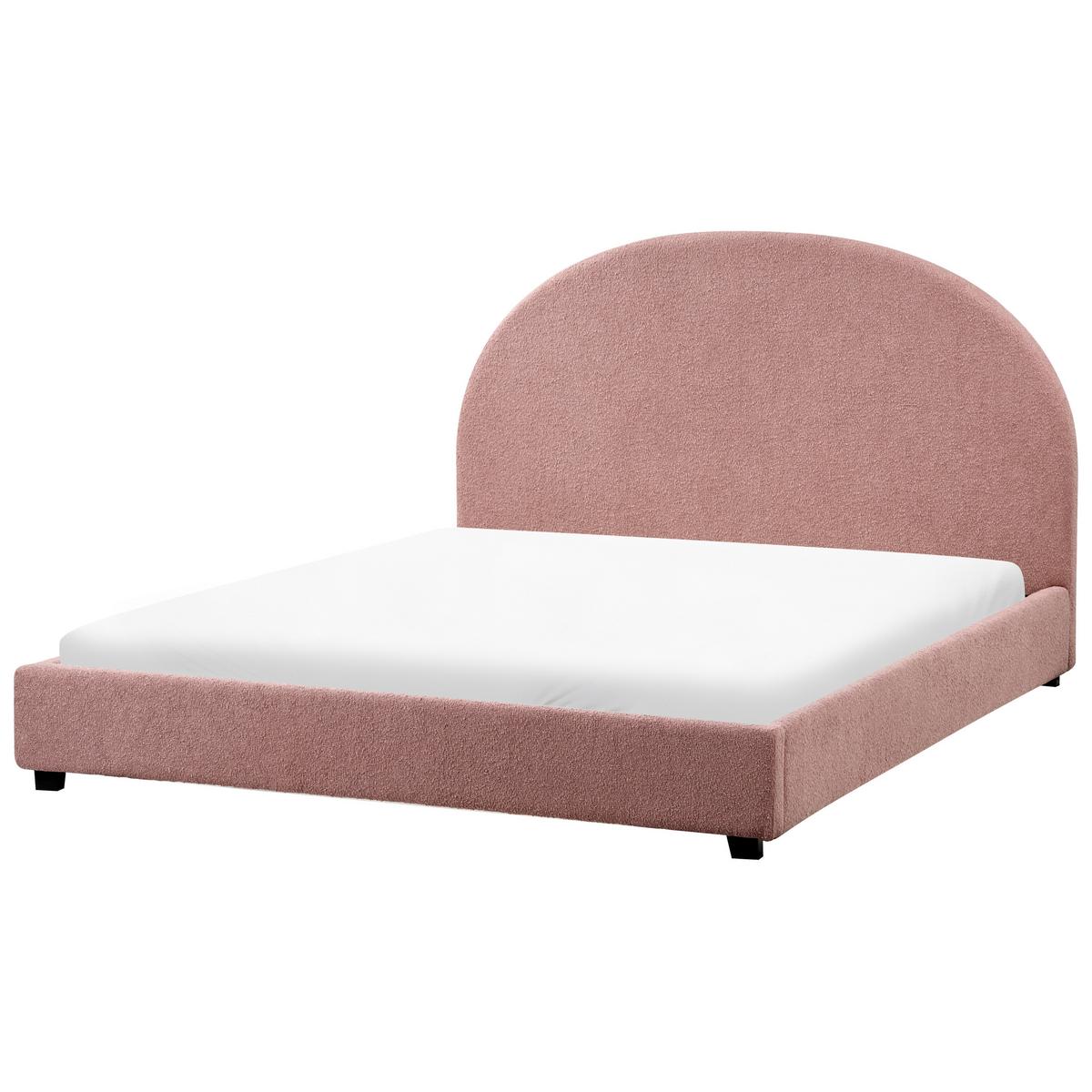 BETT mit Lattenrost 140/200 cm Bouclé Pastellrosa Vaucluse - Pink, Textil (140/200cm) - Beliani