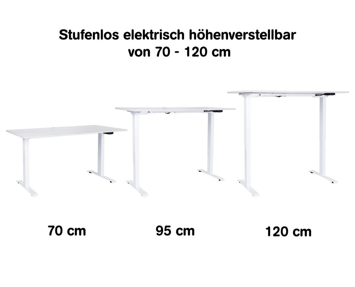 SCHREIBTISCH Mathea elektrisch höhenverstellbar - Eichefarben/Weiß, Holzwerkstoff/Metall (70/140/120cm) - arthur berndt