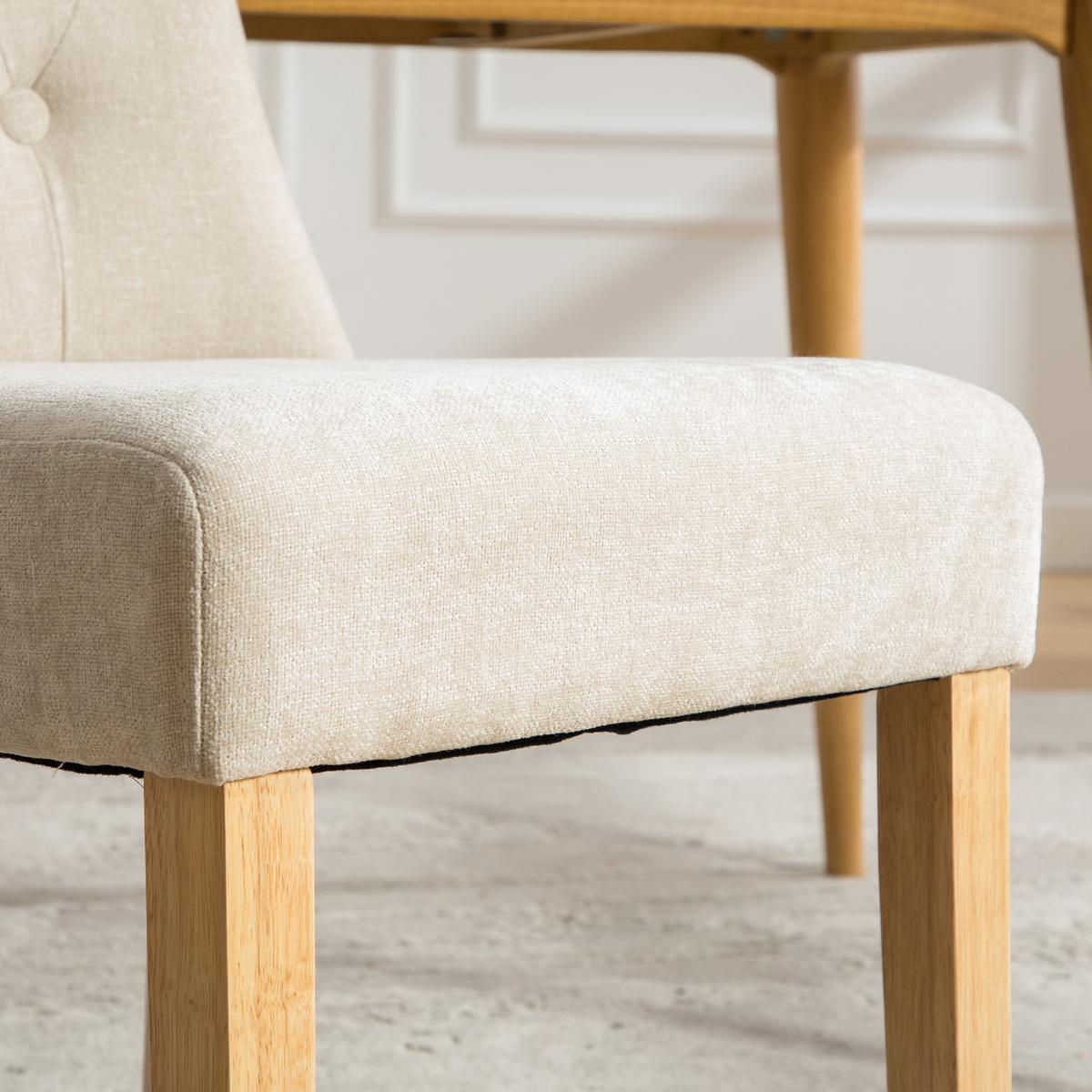 ESSZIMMERSTÜHLE 2er-set aus chenille und massivholz, mit nietenverzierung und federkern - Beige, Textil (62.5/92/45cm) - Urban Meuble