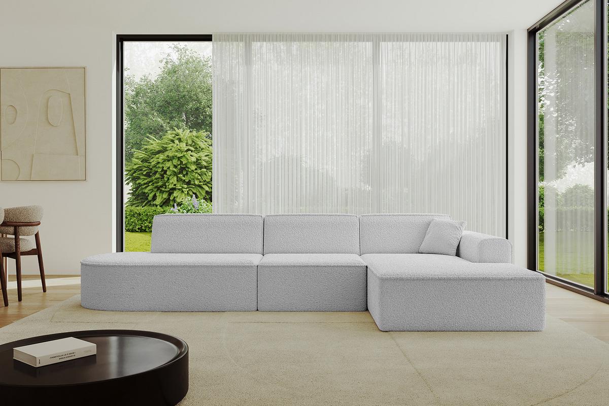 ECKSOFA Ottomane Rechts IREA-L2-v3 - 327x165x77 cm Hellgrau - Hellgrau, Holzwerkstoff/Textil (327/165cm) - ALTDECOR