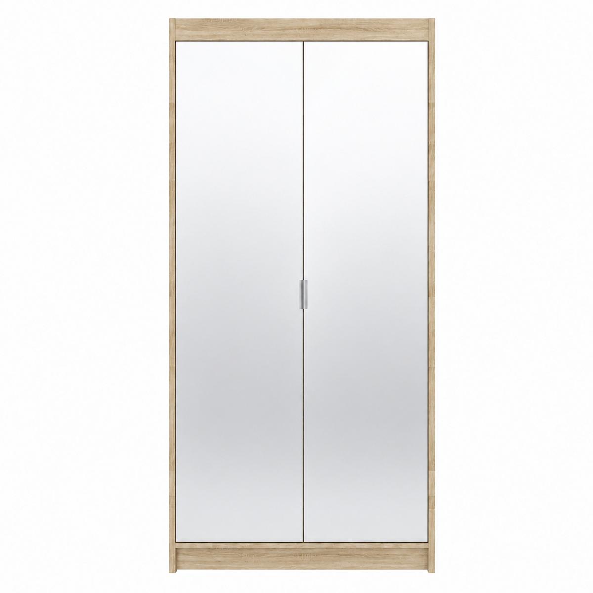 DREHTÜRENSCHRANK Elena mit 2 Türen und 2 Spiegel, 90 cm, Sonoma Eiche - Sonoma Eiche, Holzwerkstoff (90/190/53cm) - Beautysofa
