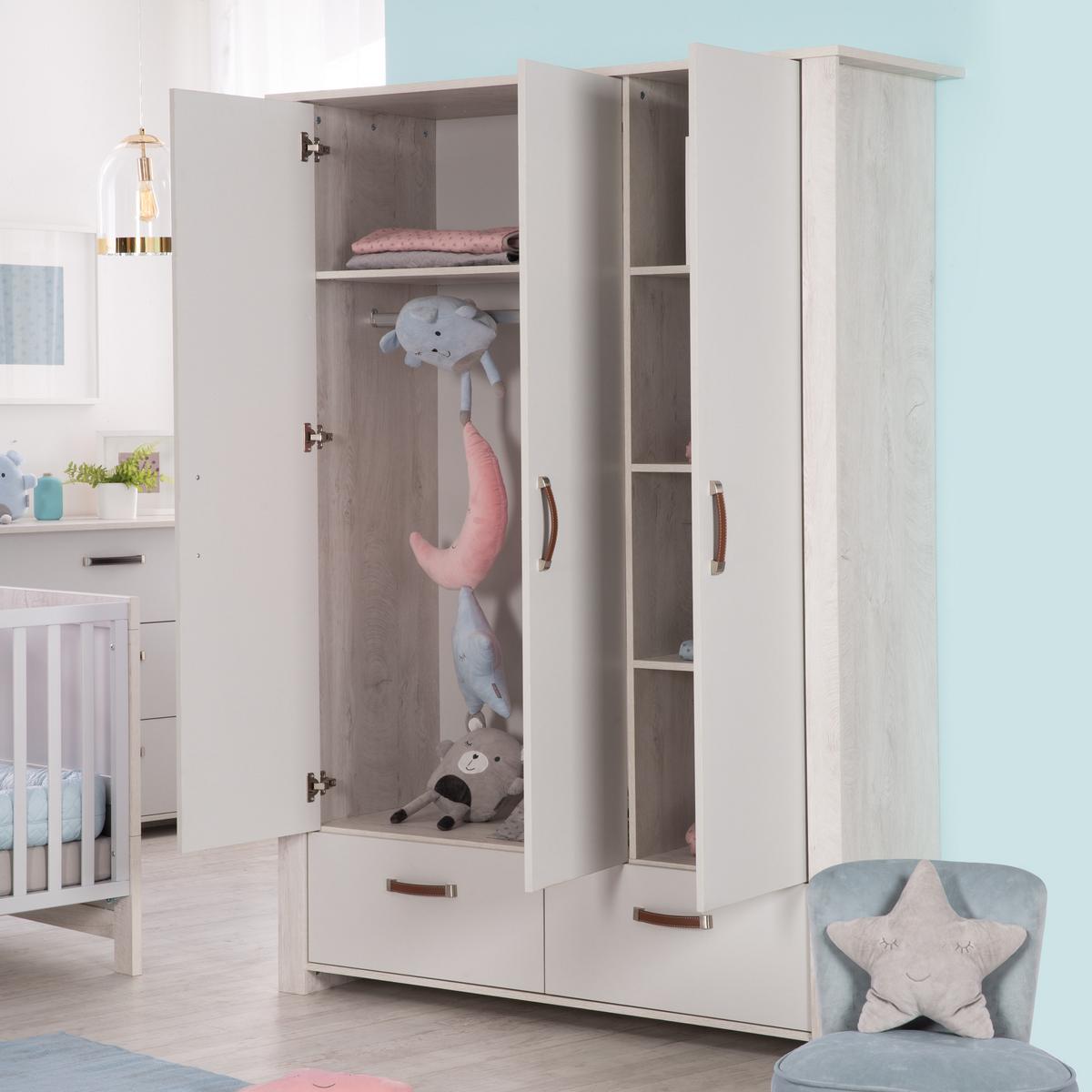 BABYZIMMER-SET Mila 3-teilig - Grau, Holzwerkstoff (135/190/142cm) - Roba
