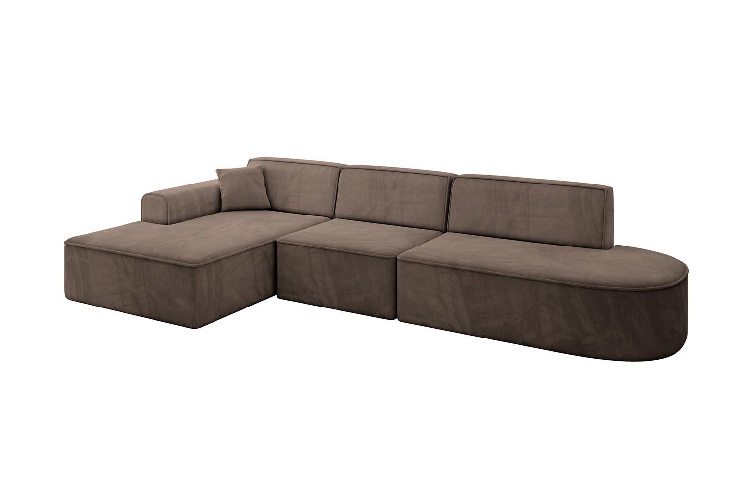 ECKSOFA Ottomane Links IREA-L2-v3 - 327x165x77 cm Braun - Braun, Holzwerkstoff/Textil (327/165cm) - ALTDECOR