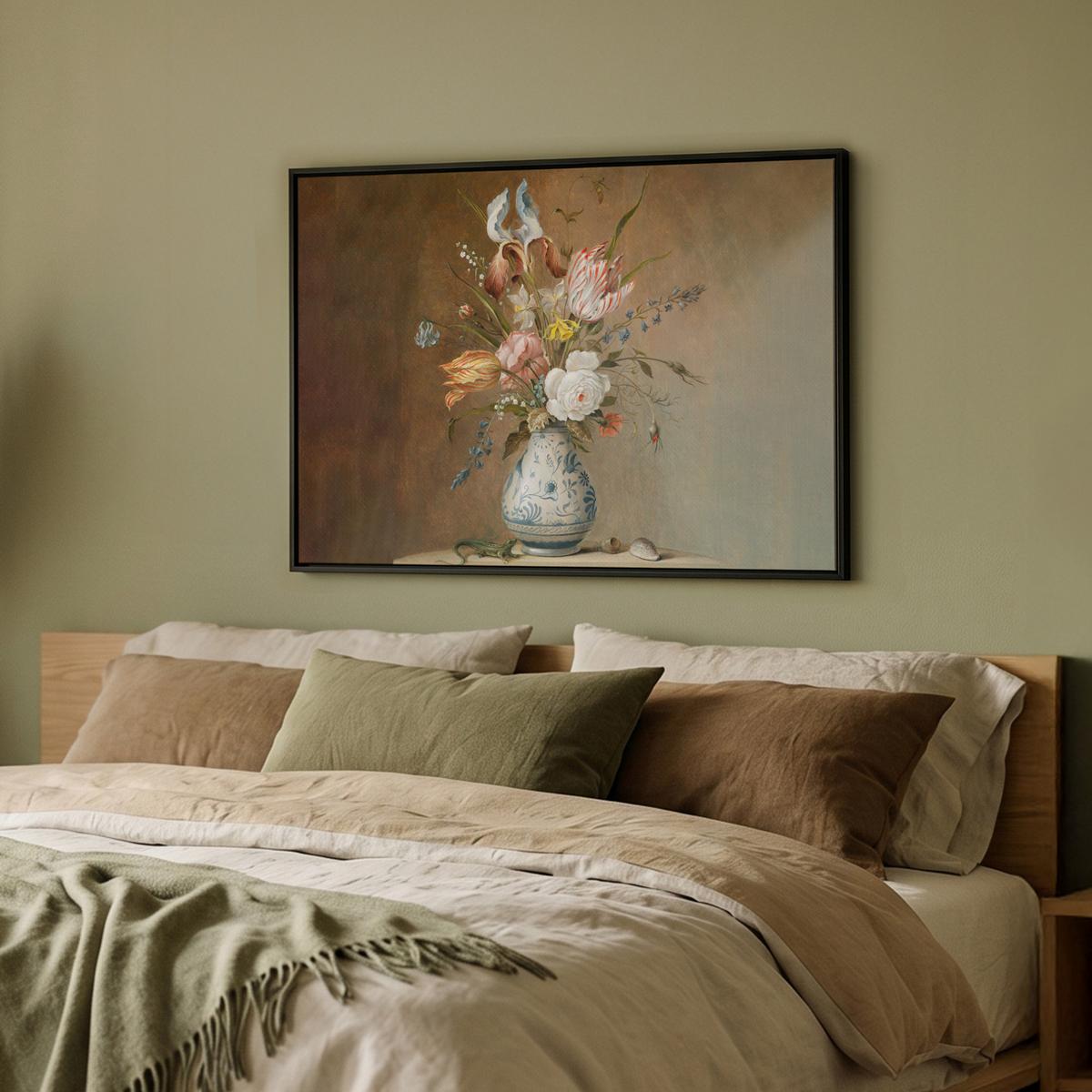 LEINWAND Bilder mit Rahmen - Alte Meister - Blumen - Balthasar van der Ast - 80x60 - Hellbraun, Textil (80/60cm) - MuchoWow
