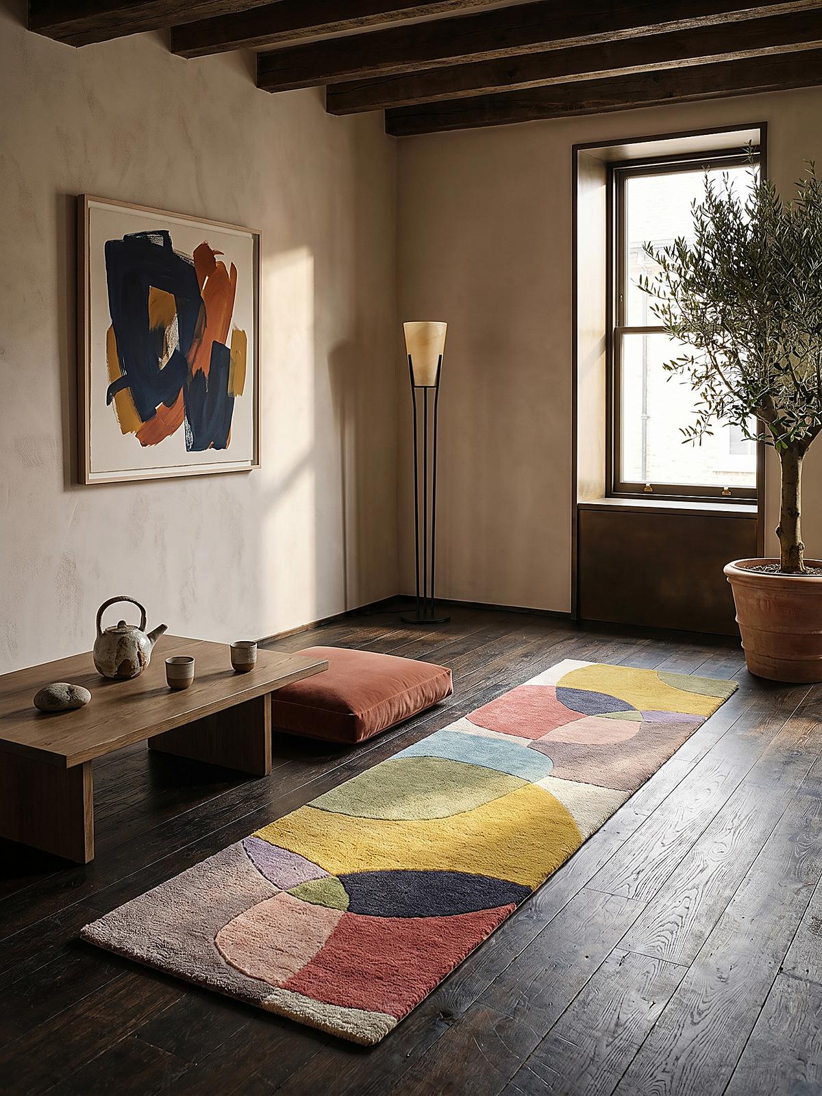 WOLLTEPPICH AIRE, abstrakt, aus Wolle, Bunt, 60 x 230 cm - Multicolor, Textil (230/60cm) - KADIMA DESIGN