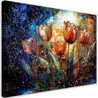 LEINWANDBILD Abstrakte bunte Blumen 60x40cm - Lila, Textil (60/40cm) - Feeby