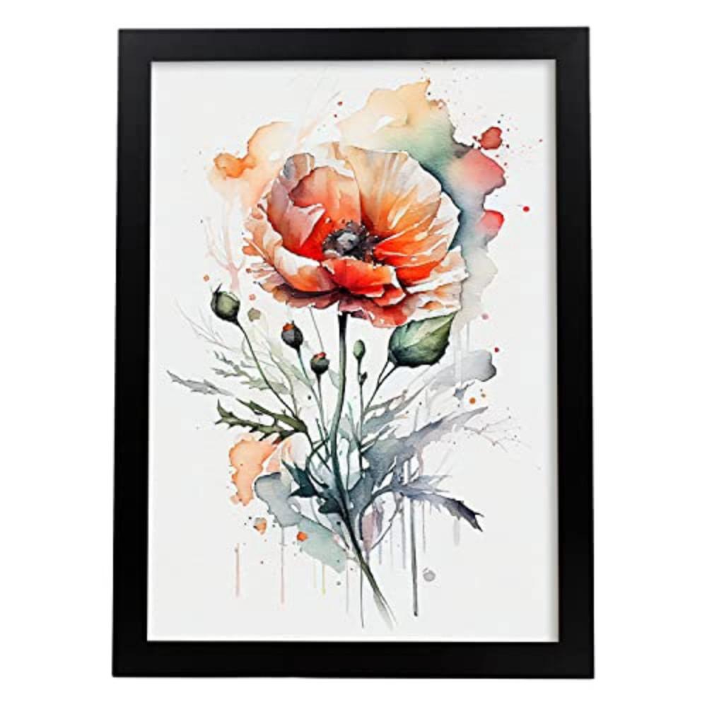 POSTER Mohn 3 Im Nordischen Stil. A4 Rahmenlos - Klar, Papier (29.7/5/21cm) - Nacnic