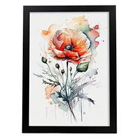 POSTER Mohn 3 Im Nordischen Stil. A4 Rahmenlos - Klar, Papier (29.7/5/21cm) - Nacnic