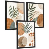 POSTER 3er Kunstdruck-Set Wandbilder Floral Abstrakt modern Wohnzimmer Deko, Schlafzimmer, Küche, Badezimmer Schwarzer Rahmen A4 - Schwarz, Papier (29.7/1/21cm) - Nacnic