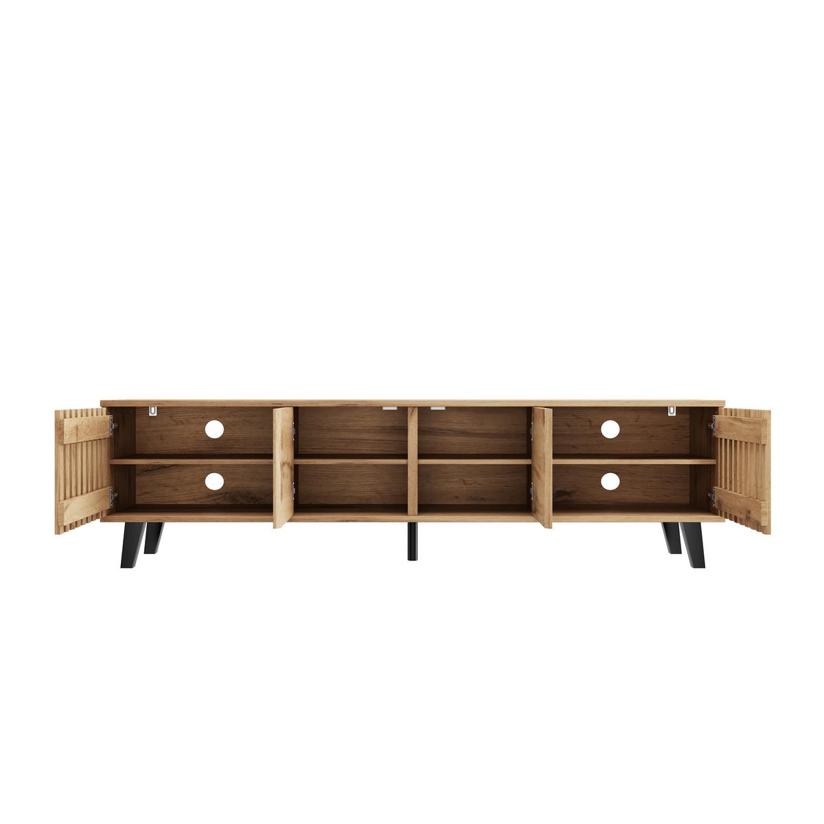 TV-LOWBOARD holz-optik natur für 70 zoll fernseher & 8 fächer - Naturfarben, Holzwerkstoff (180/55/40cm) - Urban Meuble