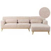 ECKSOFA 3-Sitzer Chenillegewebe Beige linksseitig Simos - Beige, Textil (264/82cm) - Beliani