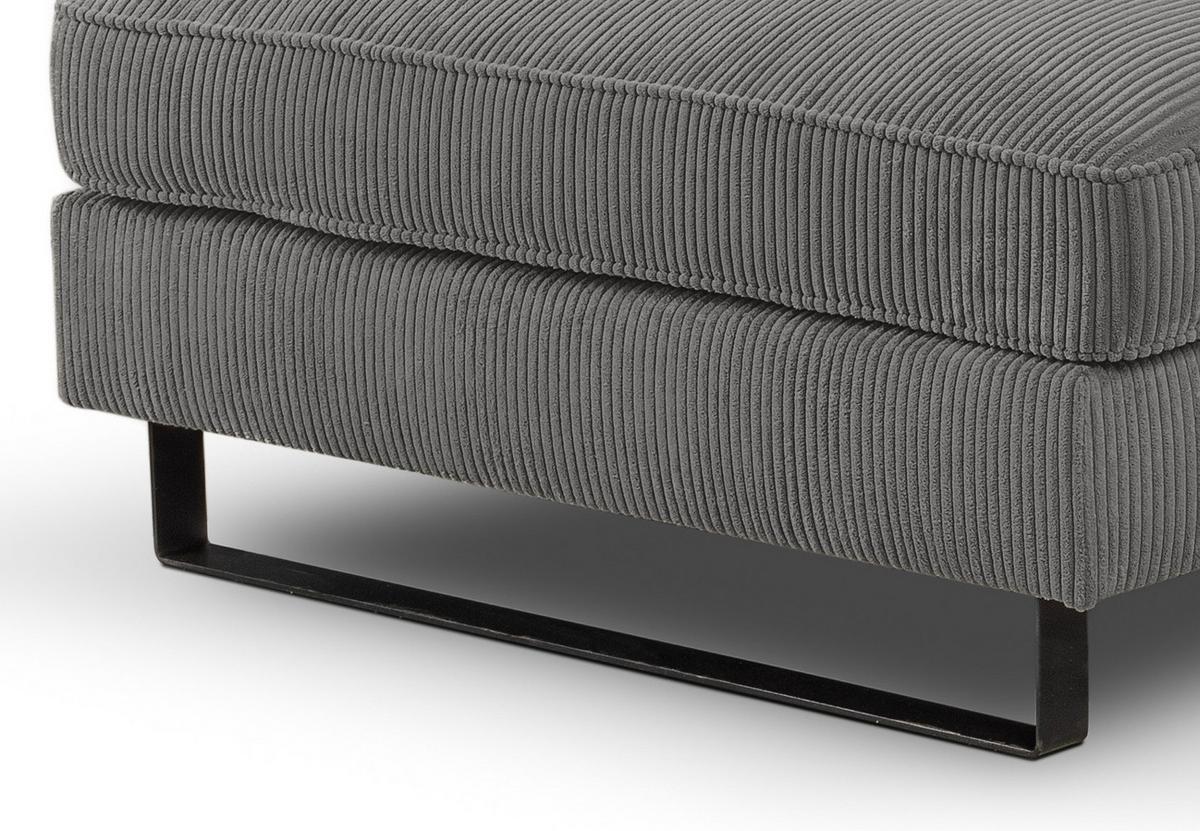 SOFA grau Cord 276 cm, Ecksofa 4-Sitzer, L-Sofa Ottomane links - Schwarz/Grau, Holz/Textil (276/183cm) - Inn.Furn
