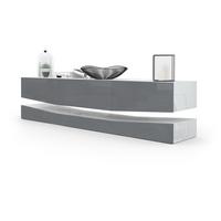 LOWBOARD City Fronten in Grau Hochglanz - Grau, Holzwerkstoff (178/48/39cm) - Vladon