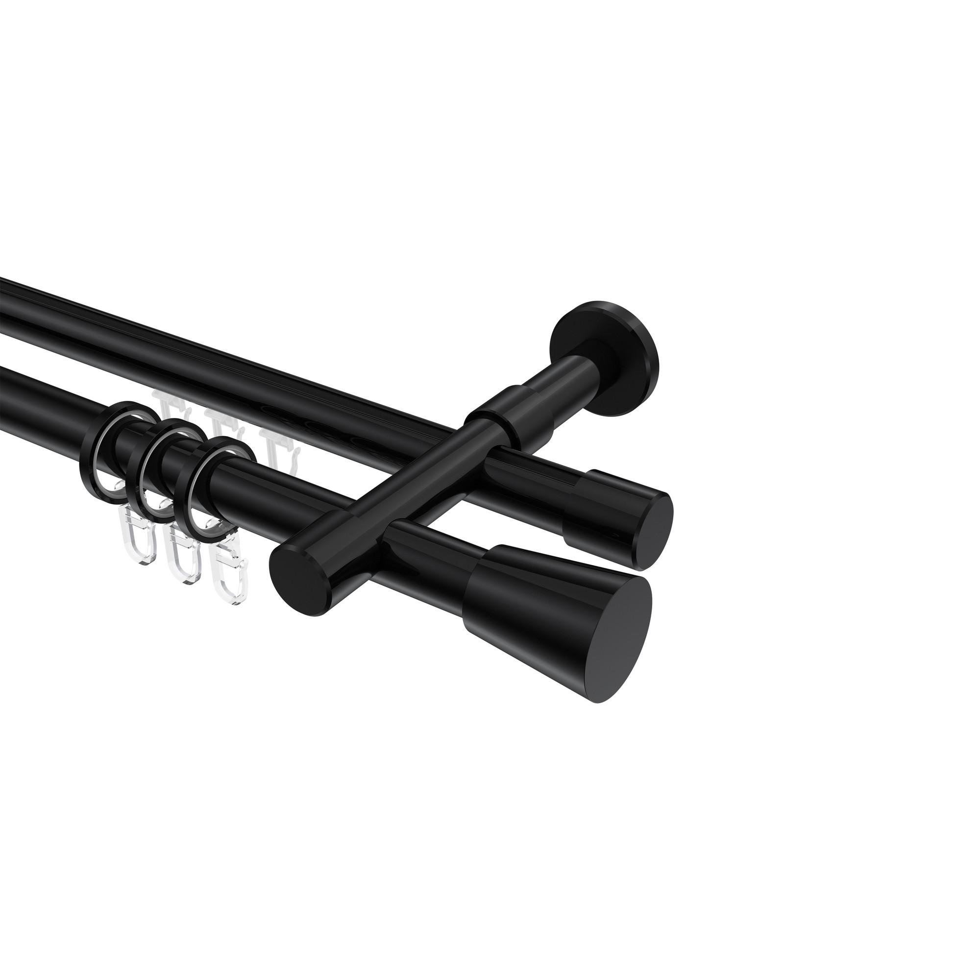 GARDINENSTANGE RUNDROHR-INNENLAUF Prestige Sitra 180 cm, 2-läufig, 20 mm Ø Schwarz - Schwarz, Metall (180cm) - INTERDECO