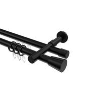 GARDINENSTANGE RUNDROHR-INNENLAUF Prestige Sitra 180 cm, 2-läufig, 20 mm Ø Schwarz - Schwarz, Metall (180cm) - INTERDECO