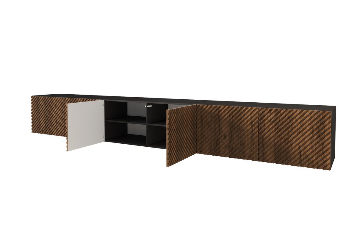 LOWBOARD ZENO-W 3x100x40x40 cm - Schwarz / Katania - Eiche Wotan, Holzwerkstoff (300/40/40cm) - ALTDECOR