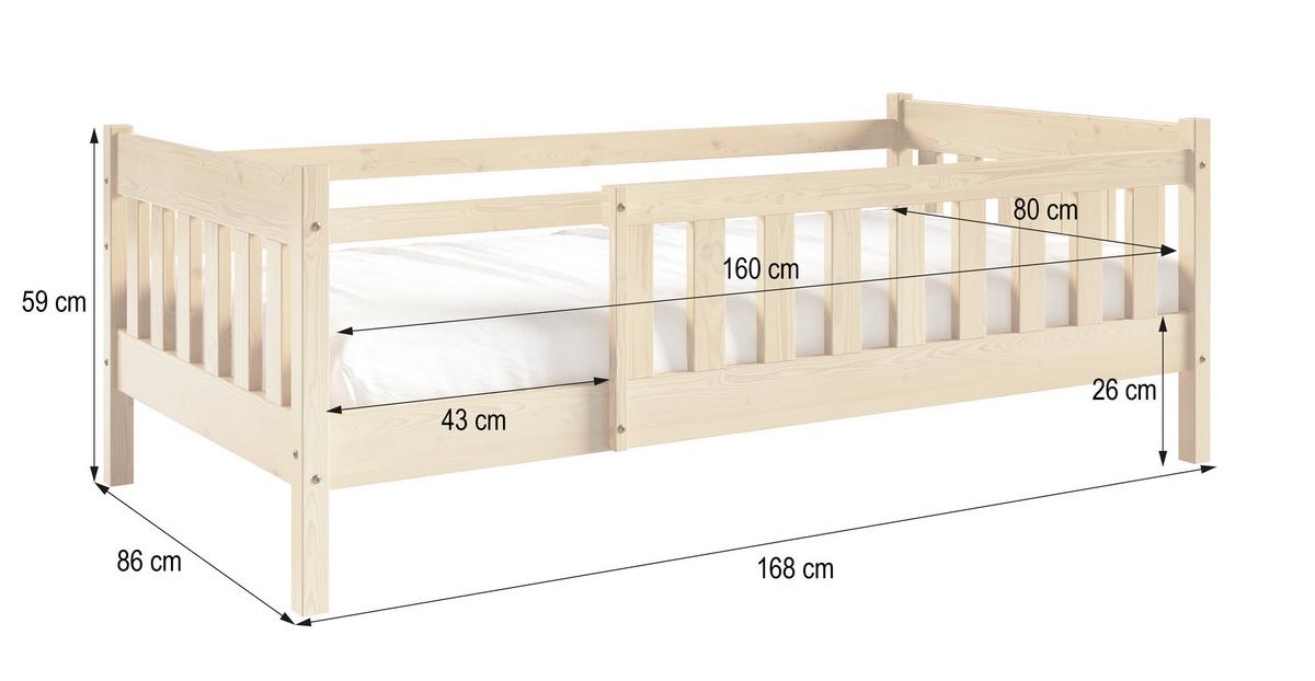 KINDERBETT ELSA 80x160 cm Hellgrau - Hellgrau, Holz (80/160cm) - MASSENO