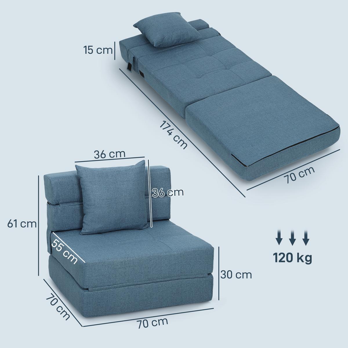 SCHLAFSESSEL aus Polyester Schaumstoff Dunkelblau - Dunkelblau, Textil (70/61/70cm) - HOMCOM