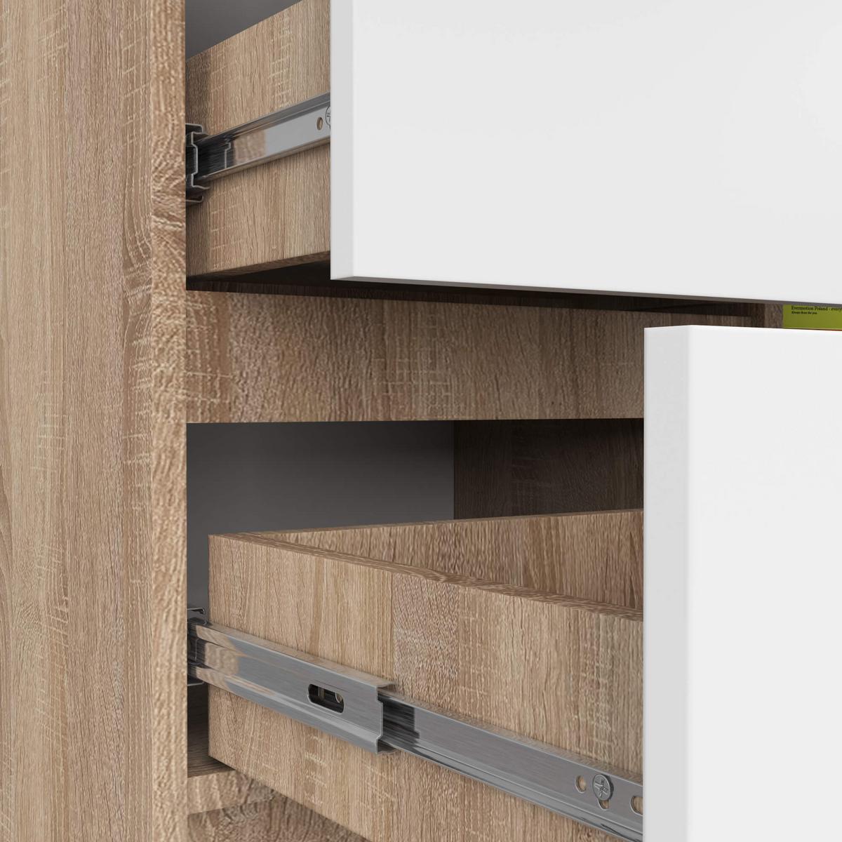 KOMMODE Eiche Sonoma, Weiß 77/80/35 - Weiß, Holzwerkstoff (80/77/35cm) - RAUMHIRSCH FURNITURE