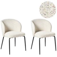 ESSZIMMERSTUHL 2er-Set Bouclé Hellbeige Zana - Beige, Textil (55/80/56cm) - Beliani