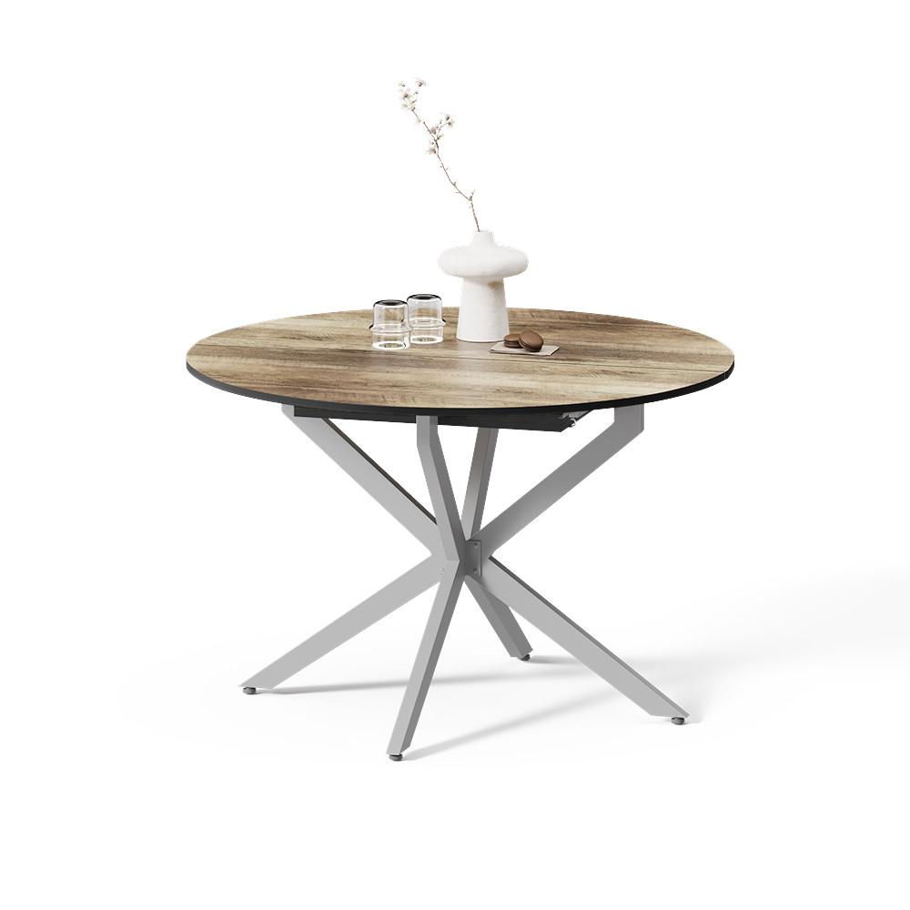 ESSTISCH Firenze Eiche rustikal/Grau 120 x 120 cm ausziehbar - Wildeiche/Grau, Holzwerkstoff (120/120/76.5cm) - Livinity®
