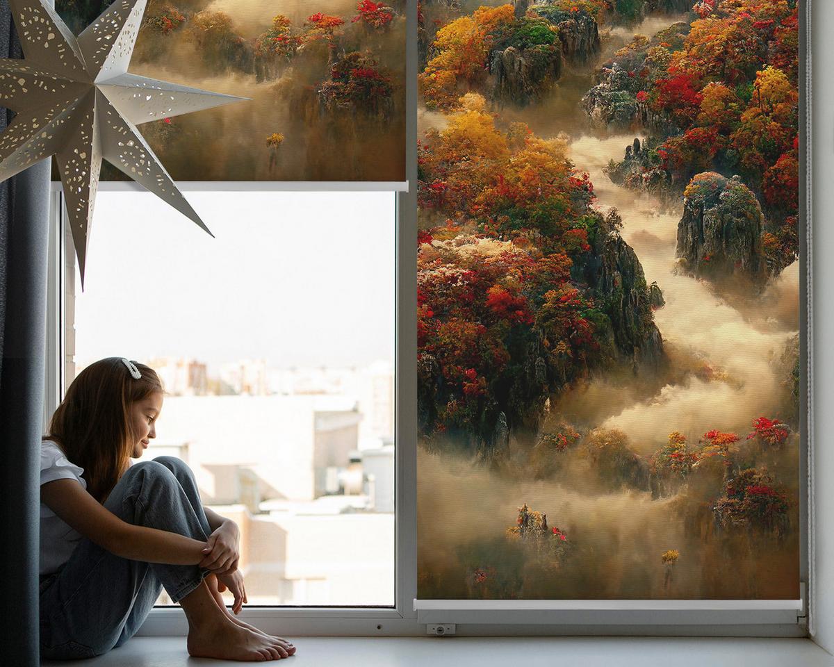 INNENROLLO - Fensterrollo - Rollo - 80x180 cm - Mountain View - Braun, Kunststoff (80/180/0.5cm) - TULUP