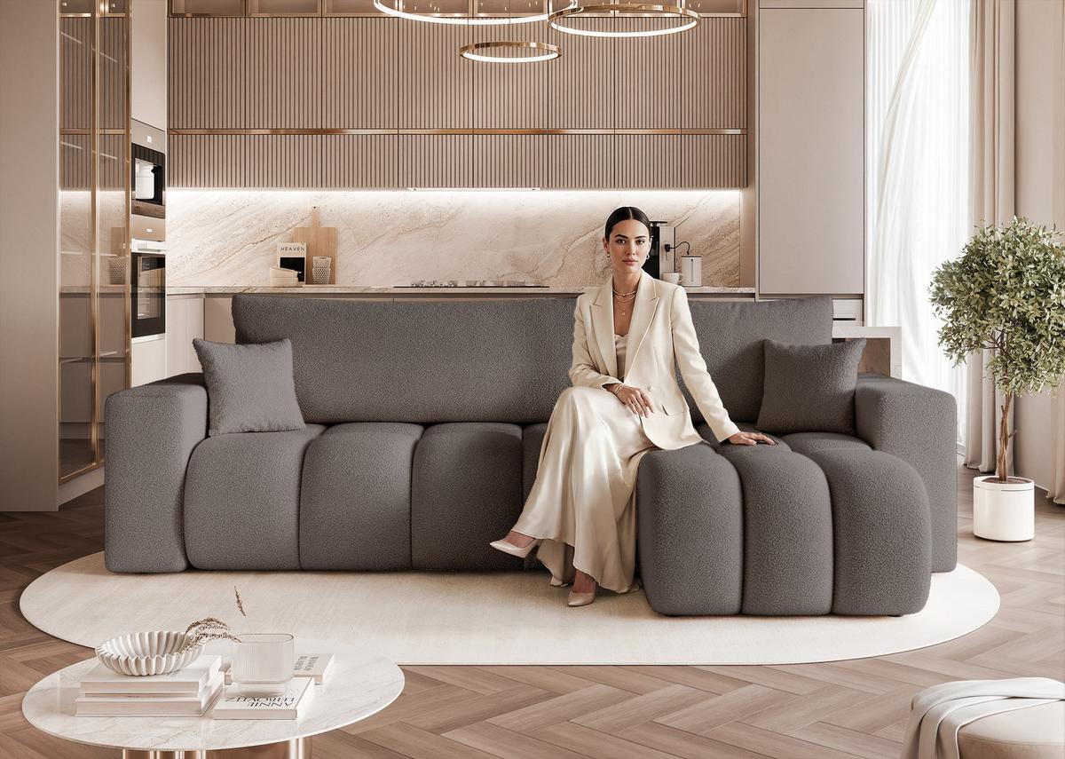 ECKSOFA OFI mit Schlaffunktion und Bettkasten Dunkelgrau - Dunkelgrau, Holzwerkstoff/Kunststoff (248/145cm) - Idohome