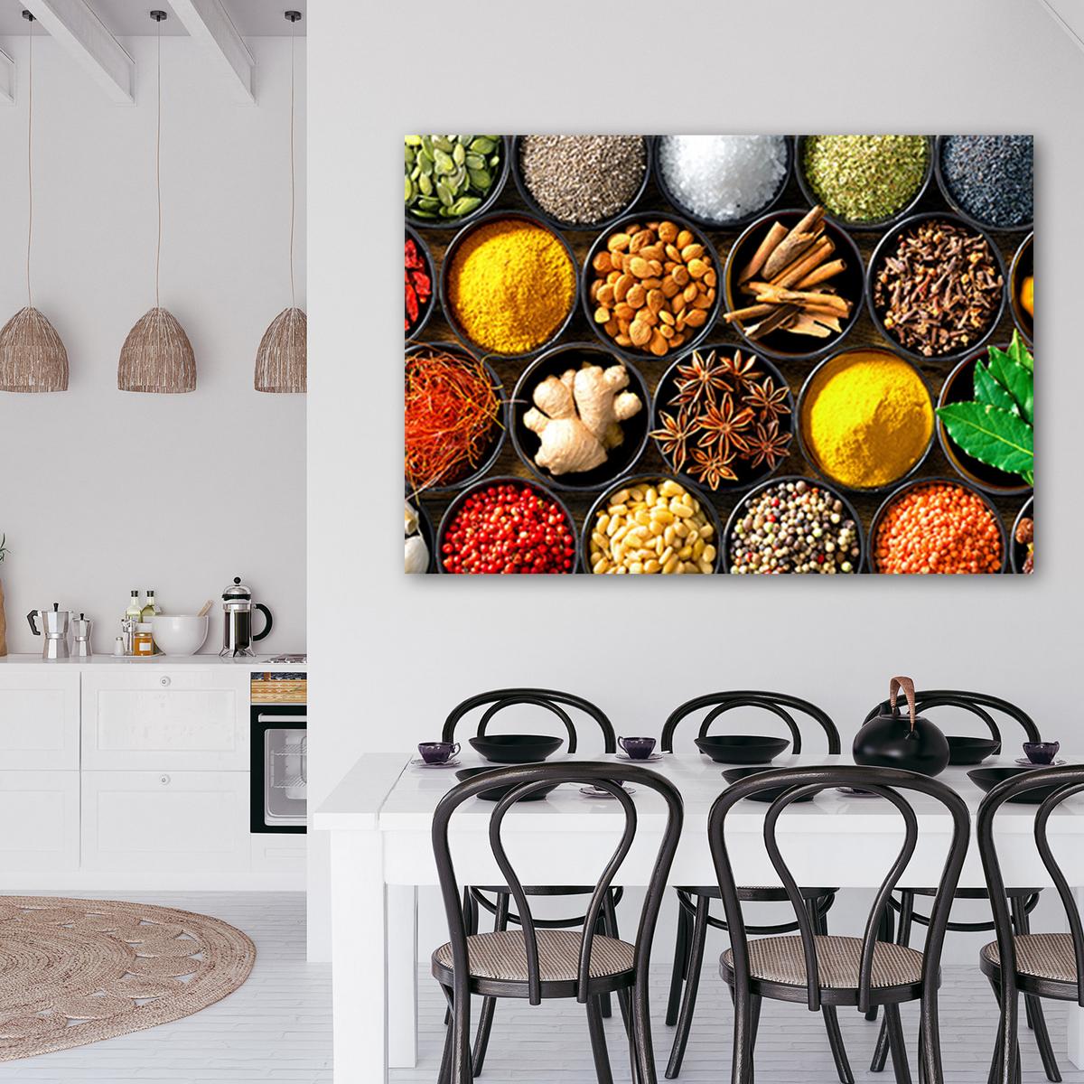 WANDBILD kräuter gewürze für die küche - Multicolor, Textil (60/40cm) - Feeby