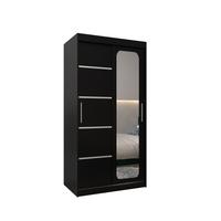 SCHWEBETÜRENSCHRANK 200/100/62 2-türig - Silberfarben/Schwarz, Holz/Kunststoff (100/200/62cm) - MÖBEL KRYSPOL