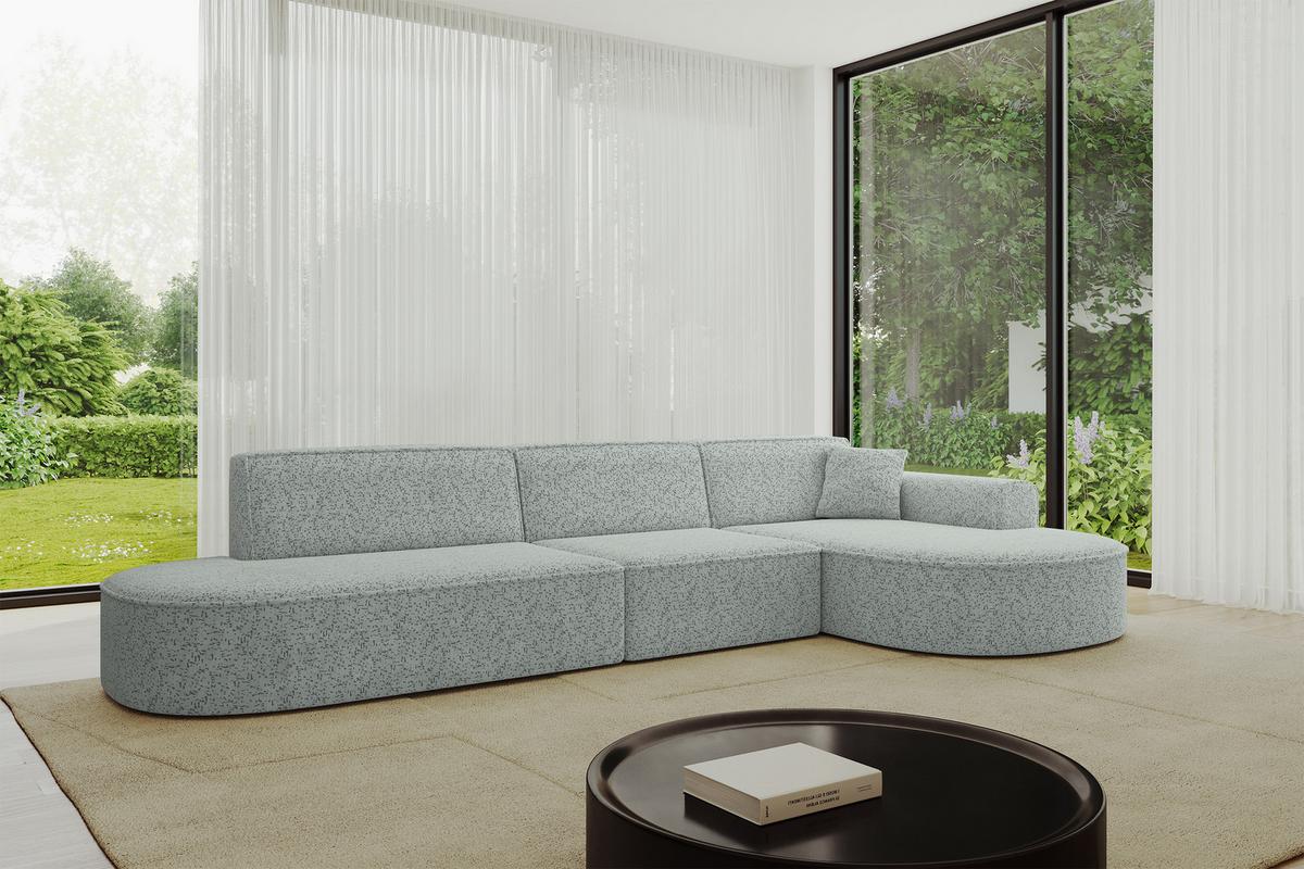 ECKSOFA Ottomane Rechts MARI-L2 - 328x171x79 cm Grün Tissu - Wildeiche/Schwarz, Holzwerkstoff/Kunststoff (171/328cm) - ALTDECOR