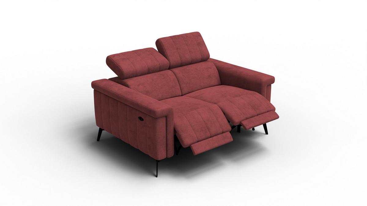 RELAXSOFA NORDEL 2-Sitzer, bordeaux - Bordeaux/Schwarz, Holz/Textil (150/80/105cm) - Wozimo
