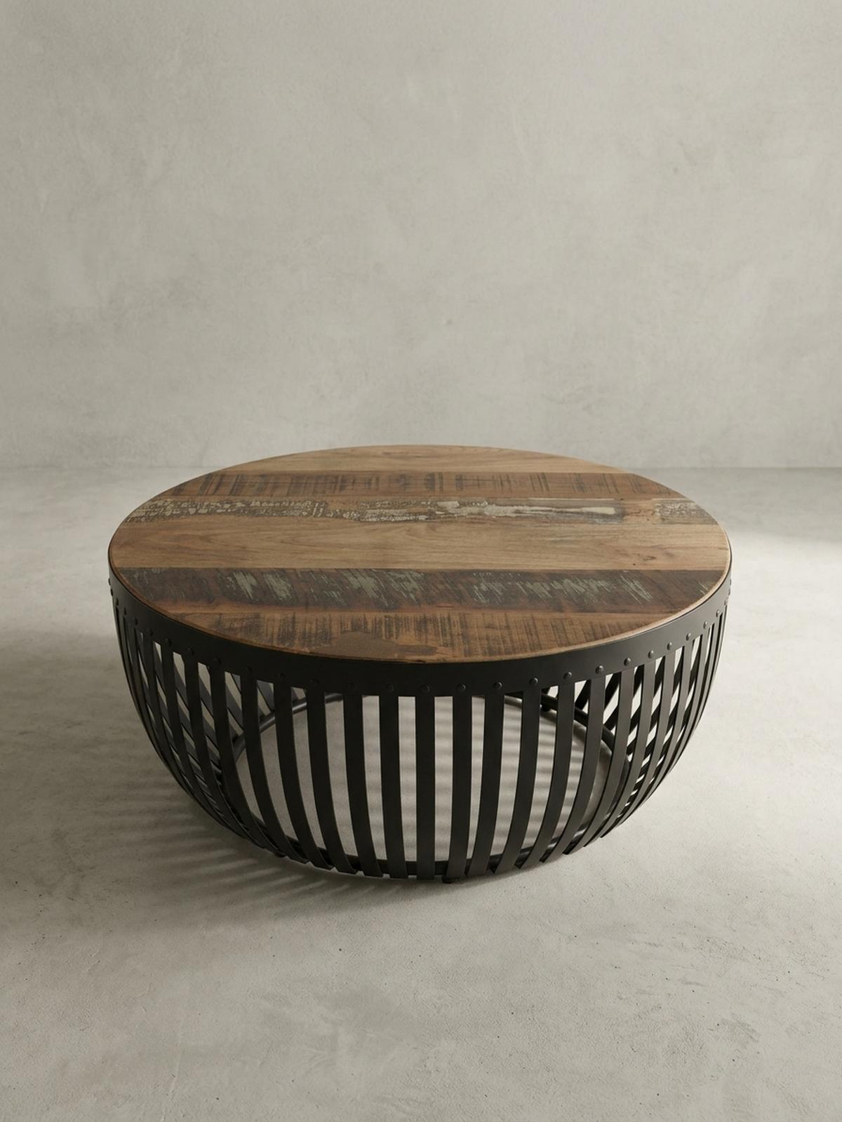 COUCHTISCH Braun aus recyceltem Mangoholz, 70x33x70 cm, im Industrial-Design - Schwarz/Braun, Holz/Metall (70/70/33cm) - KADIMA DESIGN