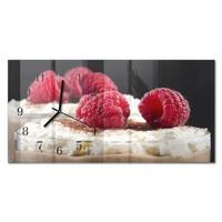 WANDUHR aus Glas 60x30 cm - Himbeerdessert - Rot, Glas (60/30/0.4cm) - TULUP