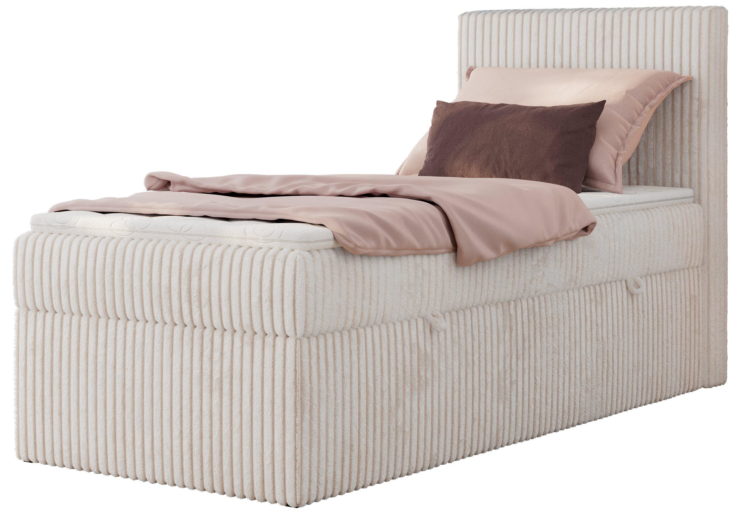 BOXBETT TILIANO 90/200 - Beige Cord - H4 - Visco Topper - Rechts - Beige, Textil (90/200cm) - MKS