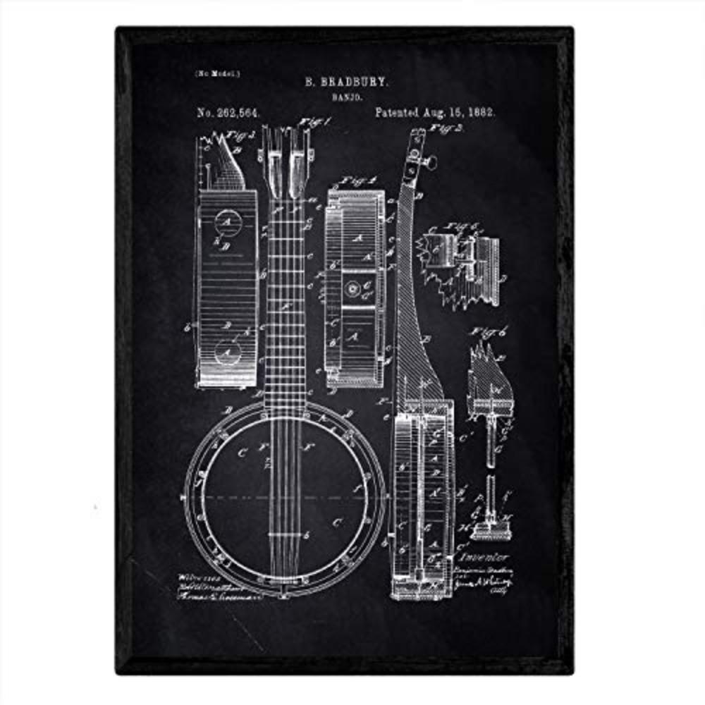 POSTER Banjo Patent A3 Rahmenlos - Schwarz, Papier (29.7/5/42cm) - Nacnic