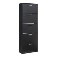 SCHUHSCHRANK Sykkylven - Schwarz, Holzwerkstoff (60/169/24cm) - [en.casa]