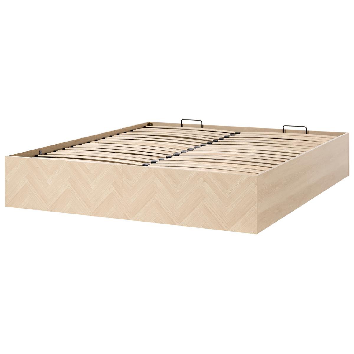 BETT mit Stauraum ohne Kopfteil 180/200 cm MDF-Platte Hellbraun Etel - Hellbraun, Holzwerkstoff (180/200cm) - Beliani