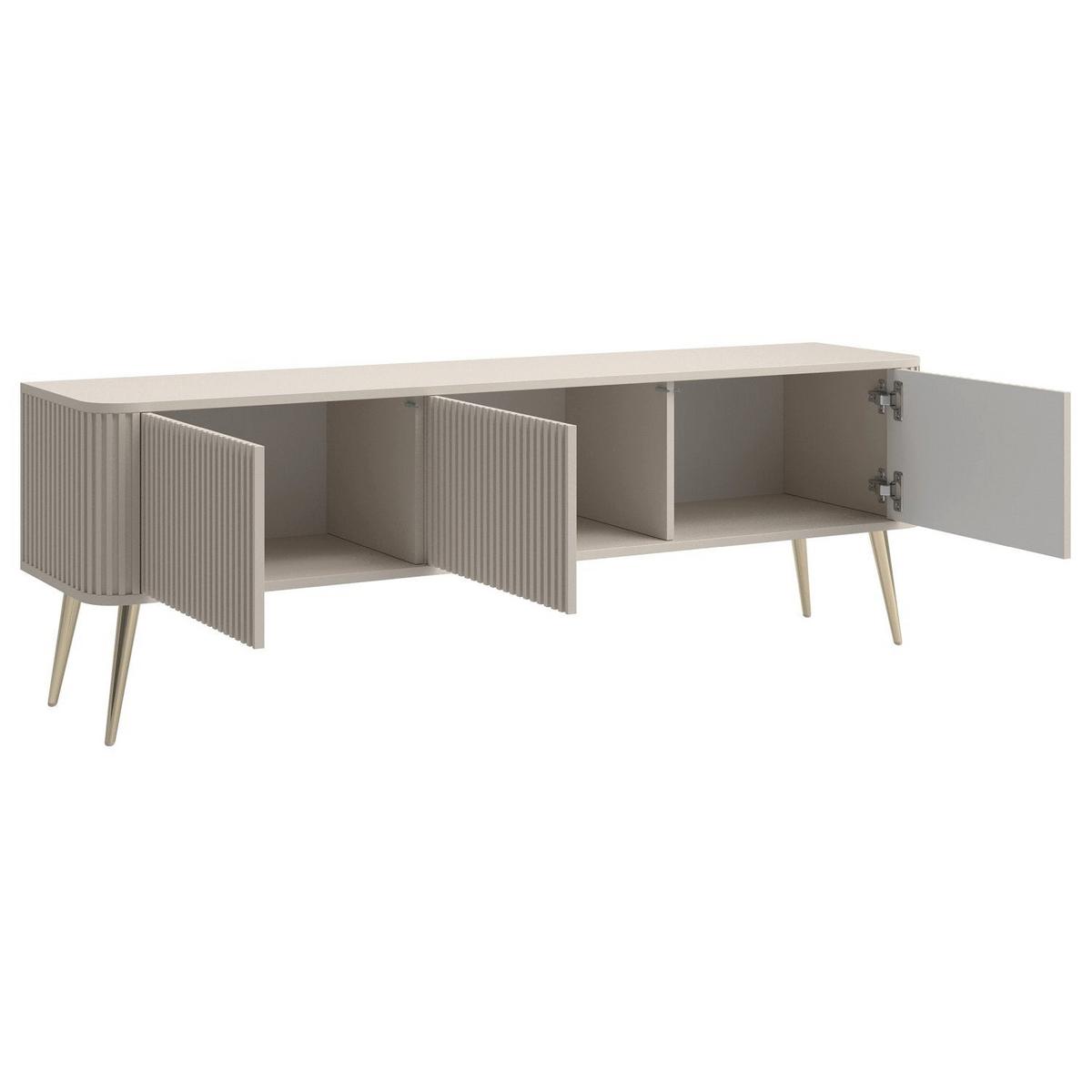 TV-LOWBOARD Ovarlo Greige mit goldenen Metallbeinen 163 cm - Taupe/Goldfarben, Holzwerkstoff/Metall (163.2/49.2/38cm) - Selsey