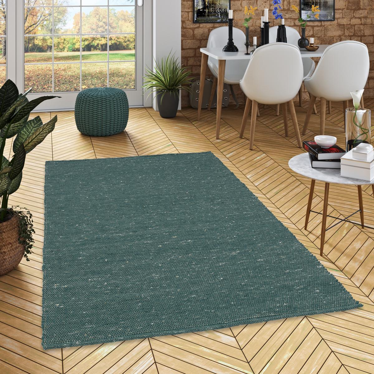 NATUR TEPPICH WOLLE YUKON - Petrol, Textil (60/90cm) - Pergamon