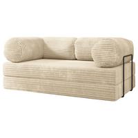 BETTSOFA ALVIO aus Schaumstoff Cordstoff Creme Schlaffunktion - Creme, Textil (170/68/80cm) - MASSENO
