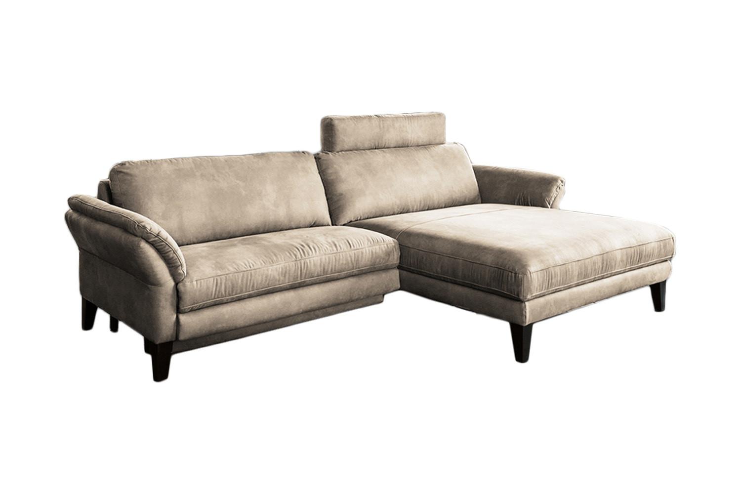 ECKSOFA MALTA Beige Webstoff - Beige/Schwarz, Buchenholz/Textil (302/175cm) - KAWOLA