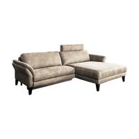 ECKSOFA MALTA Beige Webstoff - Beige/Schwarz, Buchenholz/Textil (302/175cm) - KAWOLA