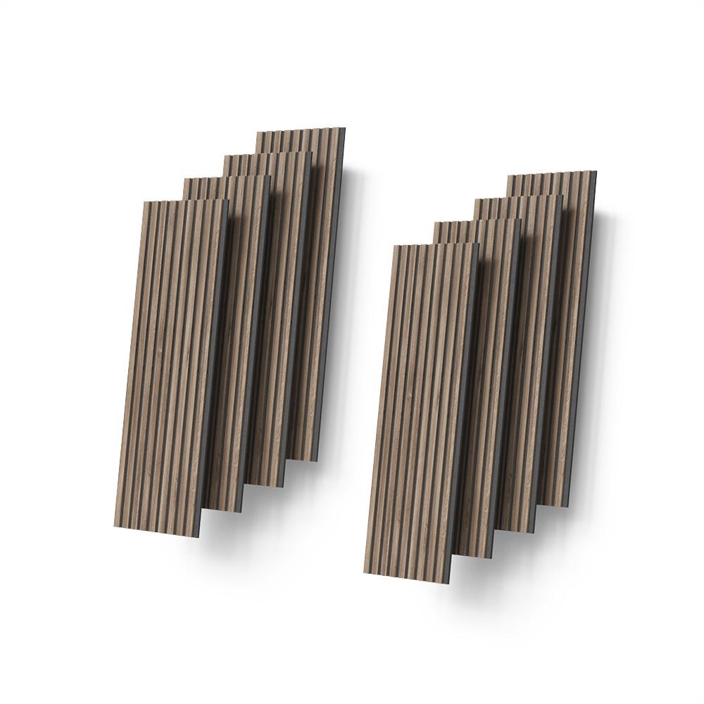 WANDPANEELE Grivola Nussbaum 8 Stück - Walnussfarben, Holzwerkstoff (120/40/1.8cm) - Livinity®