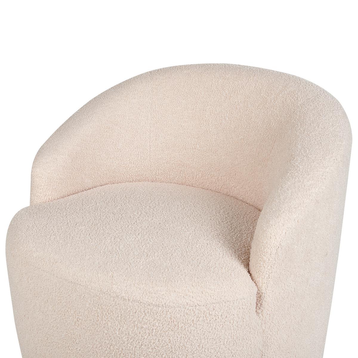 BOUCLÉ-DREHSESSEL Beige Davik - Beige, Holz/Textil (62/67/63cm) - Beliani