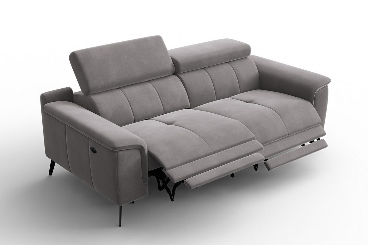 SOFA RELAX FIERO 3-Sitzer, Dunkelgrauer Veloursstoff - Dunkelgrau/Schwarz, Holz/Textil (212/82/103cm) - Courtois Laville