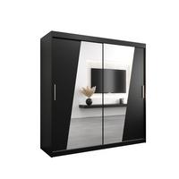 SCHWEBETÜRENSCHRANK 200/200/62 2-türig - Silberfarben/Schwarz, Holz/Kunststoff (200/200/62cm) - MÖBEL KRYSPOL